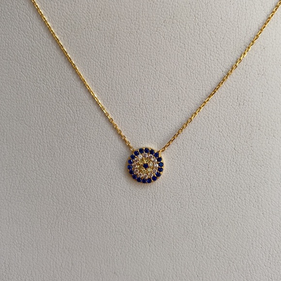dainty Evil Eye Necklace Gold Plated16